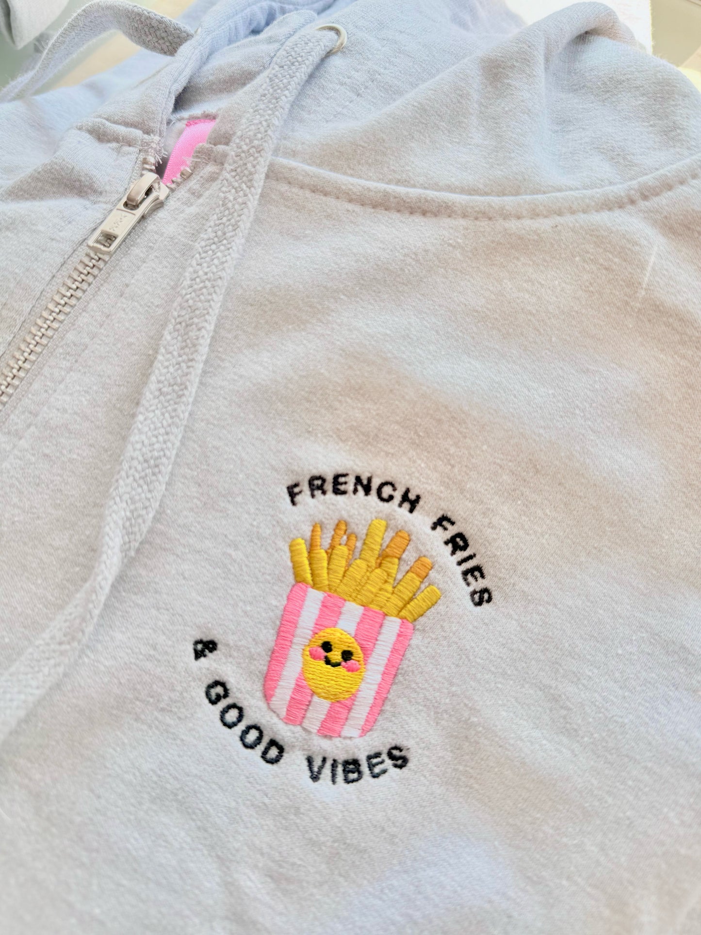 French Fries & Good Vibes Cropped Hoodie