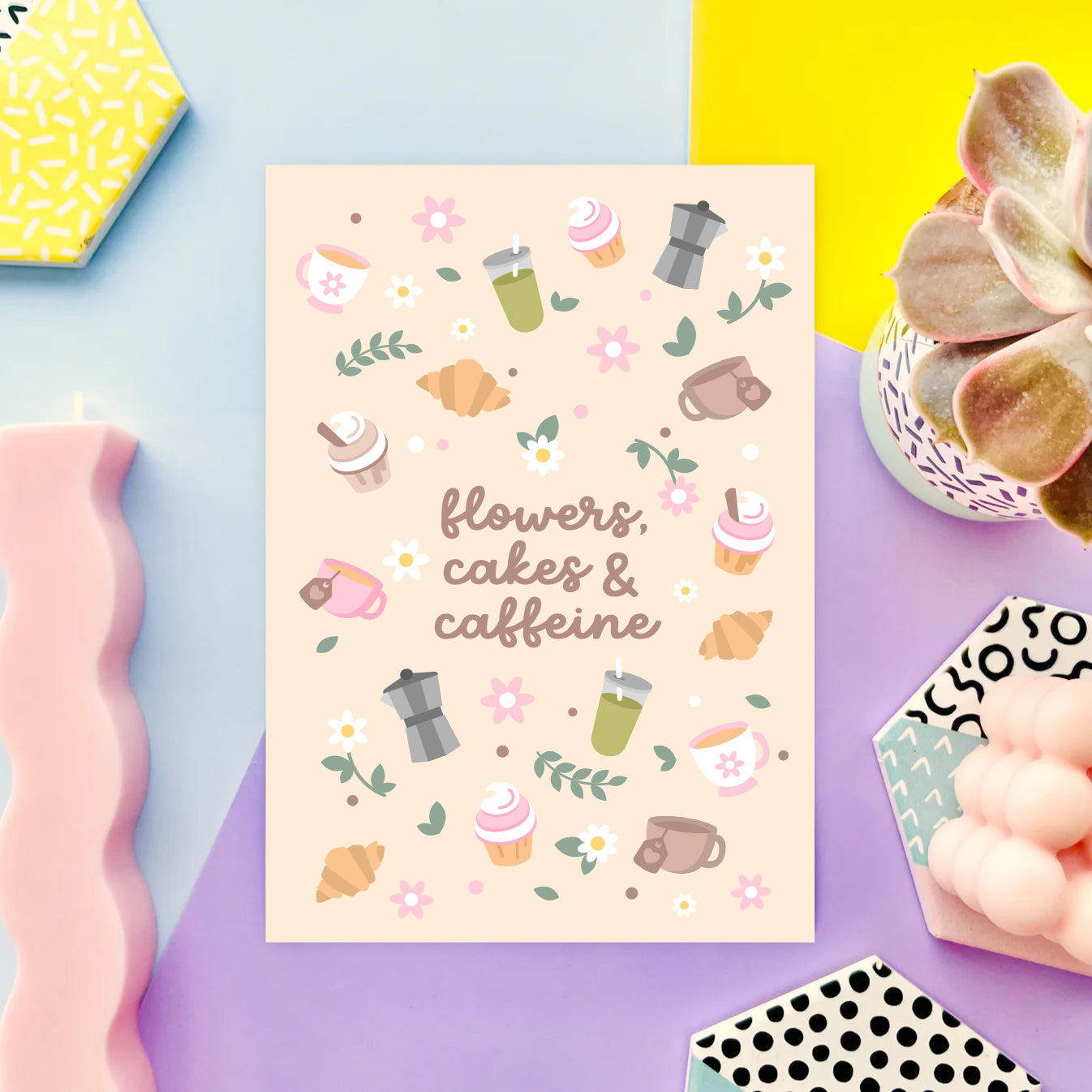 Flowers, Cakes & Caffeine Art Print