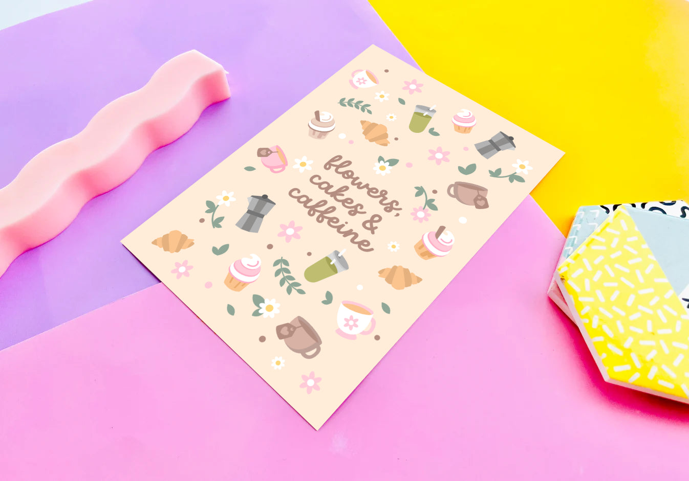 Flowers, Cakes & Caffeine Art Print