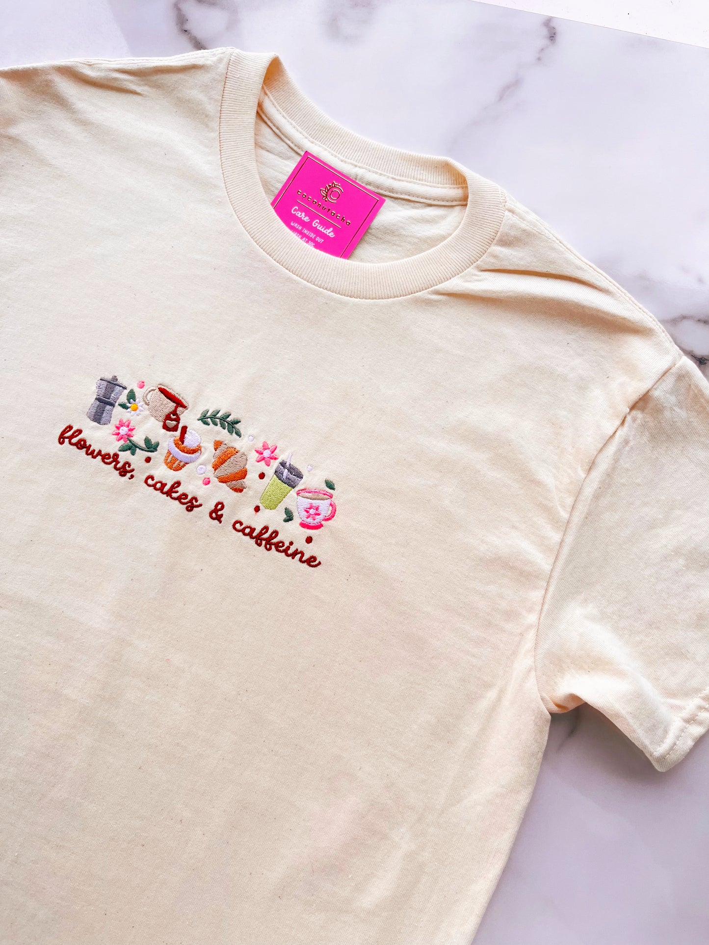 Flowers, Cakes & Caffeine Longline T-Shirt