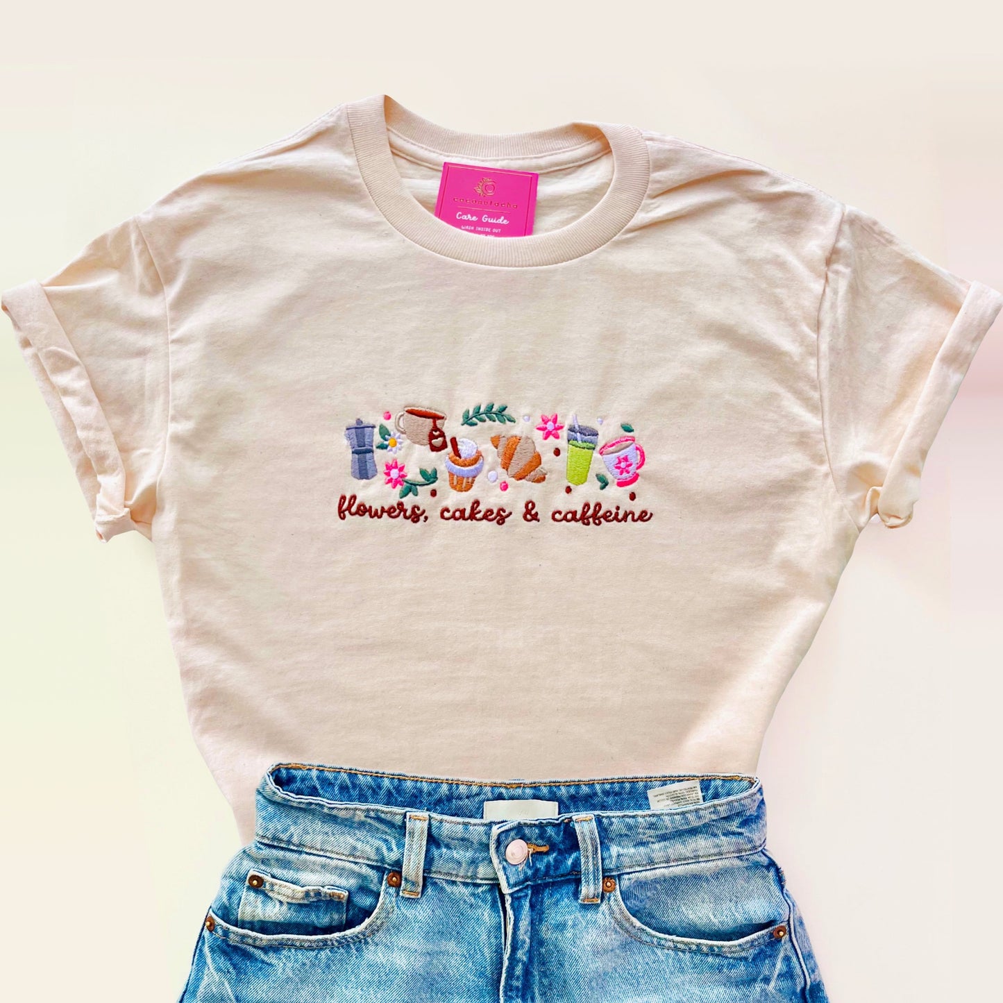 Flowers, Cakes & Caffeine Longline T-Shirt