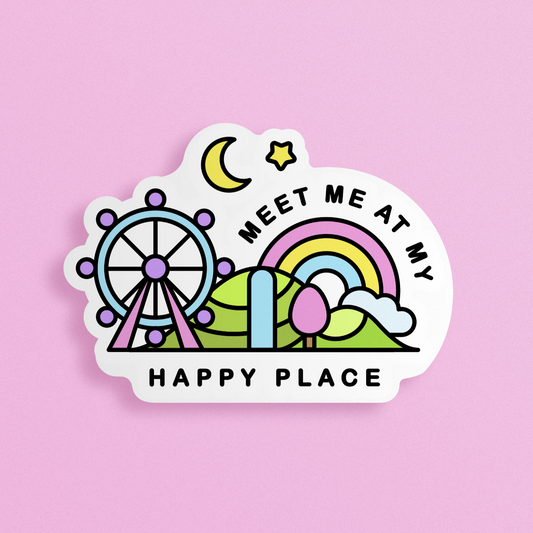 Meet me at my Happy Place Kawaii Sticker