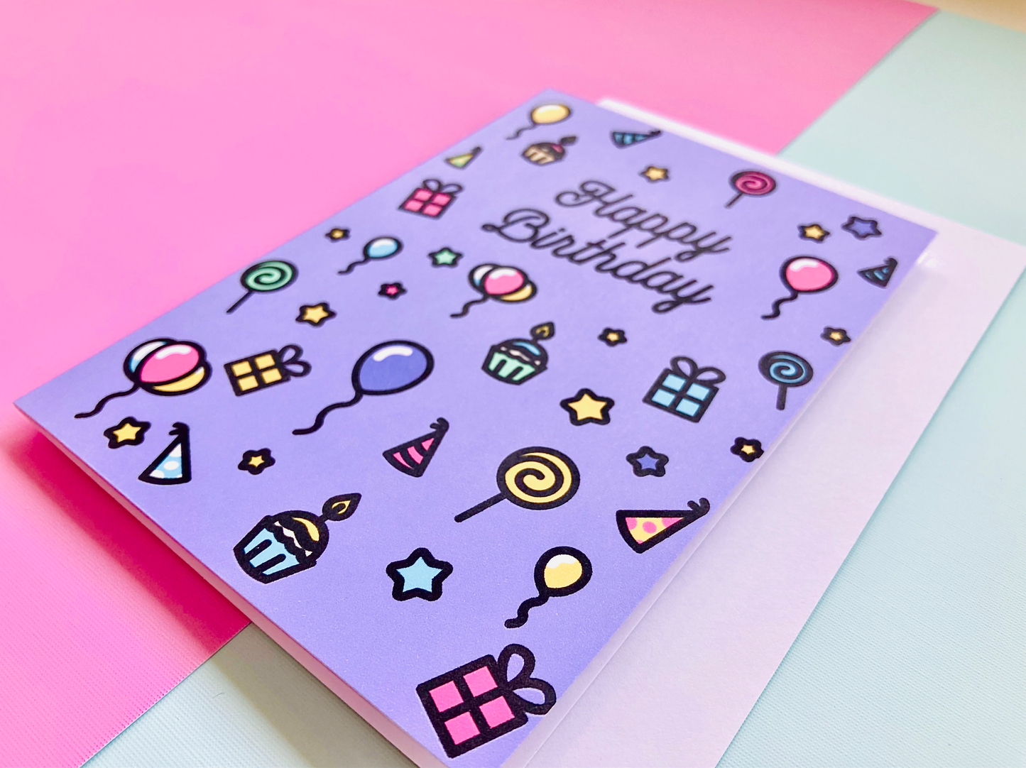 Happy Birthday Icons Greeting Card