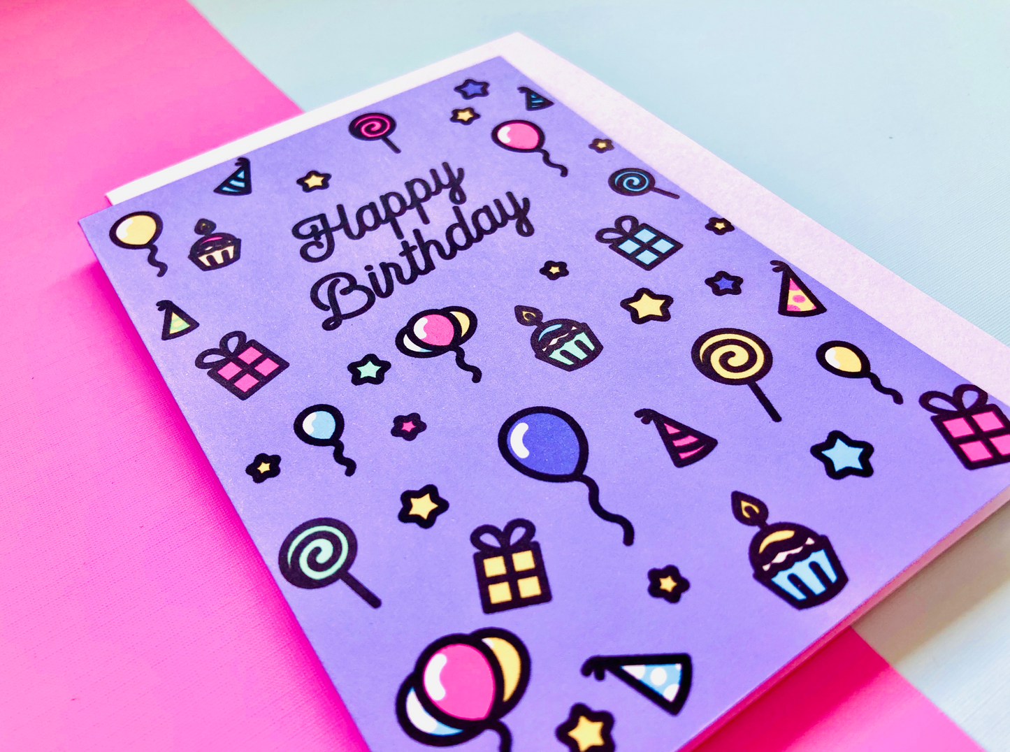 Happy Birthday Icons Greeting Card