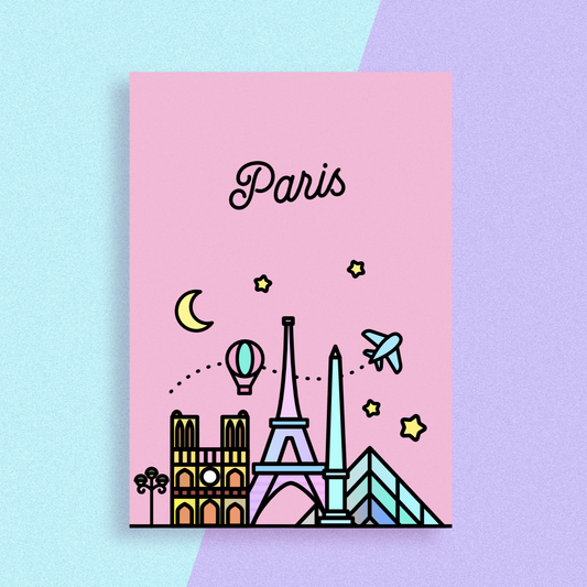 Pink Paris Skyline Art Print