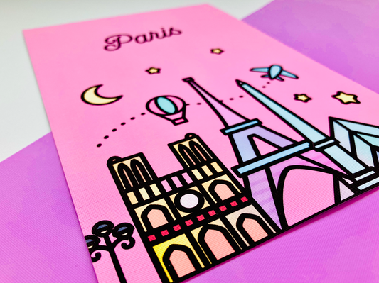 Pink Paris Skyline Art Print