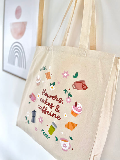 Flowers, Cakes & Caffeine Tote Bag