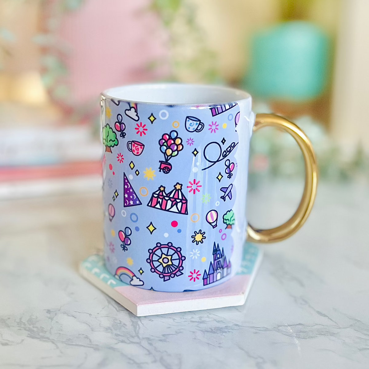 Blue Happy Place Pattern Mug