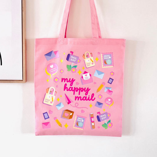 Pink Happy Mail Days Tote Bag