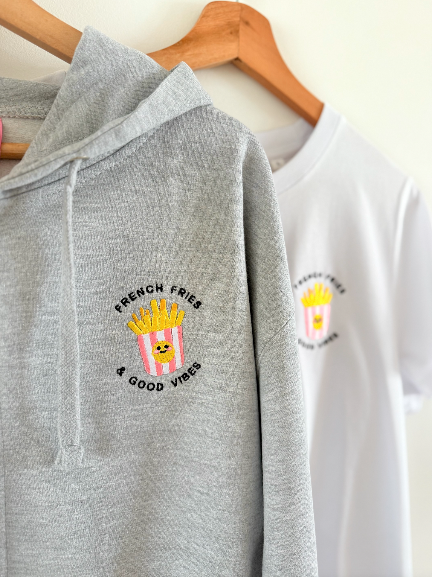 French Fries & Good Vibes Cropped Hoodie