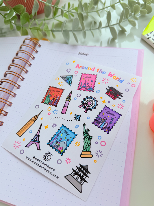Around the World Sticker Sheet