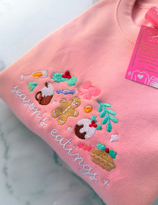 Season's Eatings Christmas Sweater in Pink
