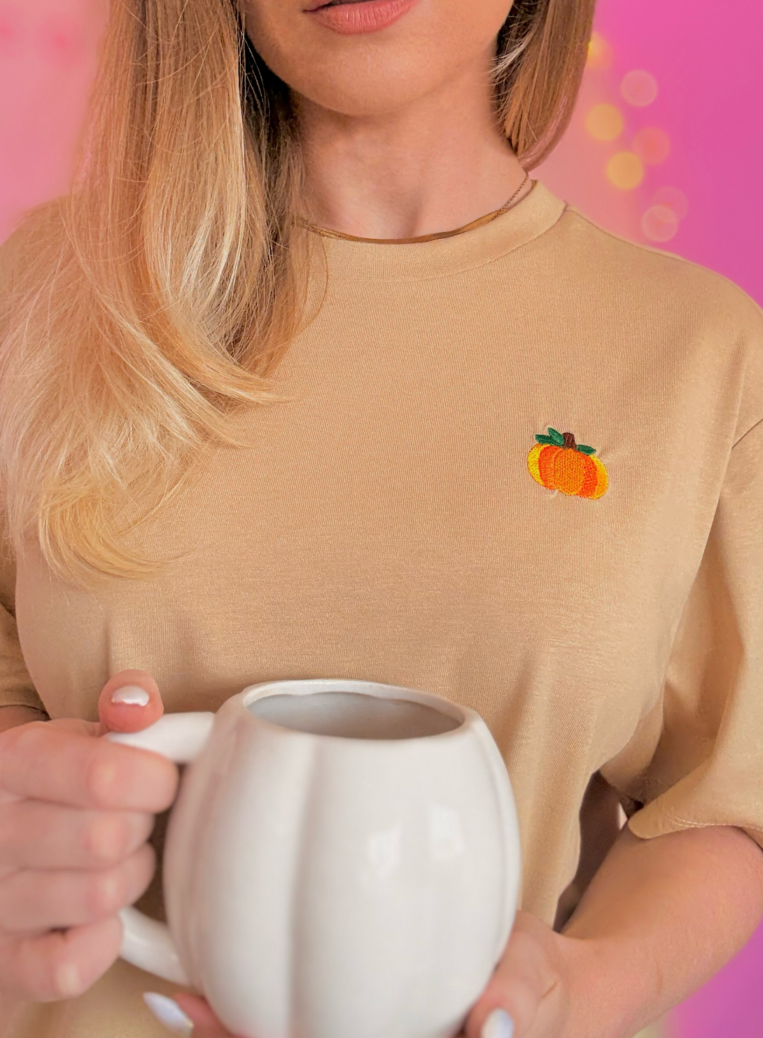 Pumpkin Pattern Longline T-Shirt