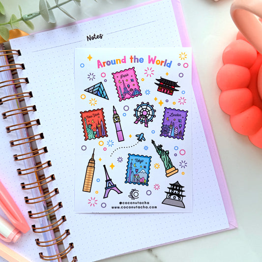 Around the World Sticker Sheet