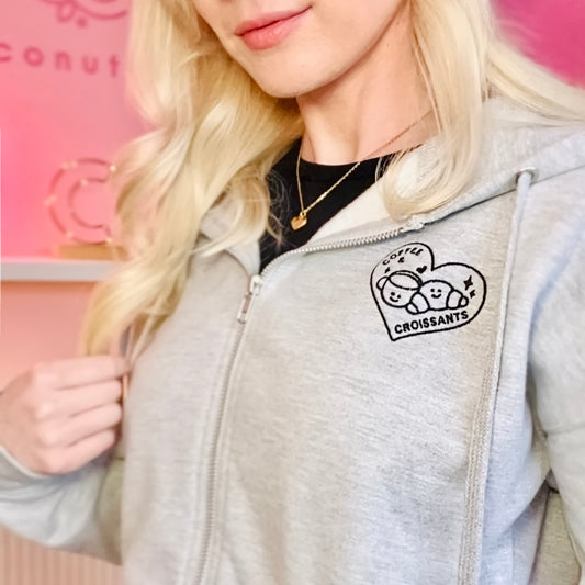 Coffee & Croissants Cropped Hoodie