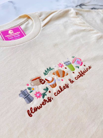 Flowers, Cakes & Caffeine Longline T-Shirt