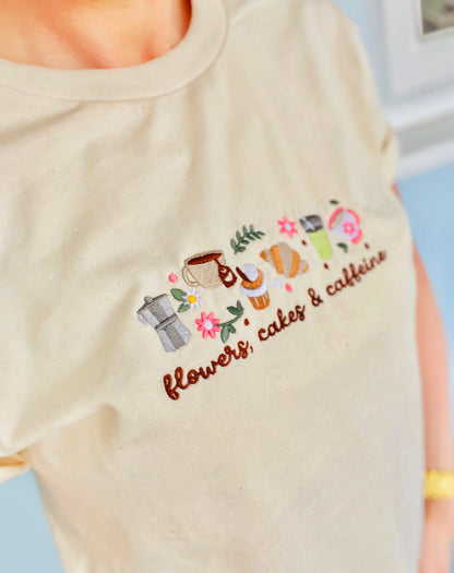 Flowers, Cakes & Caffeine Longline T-Shirt