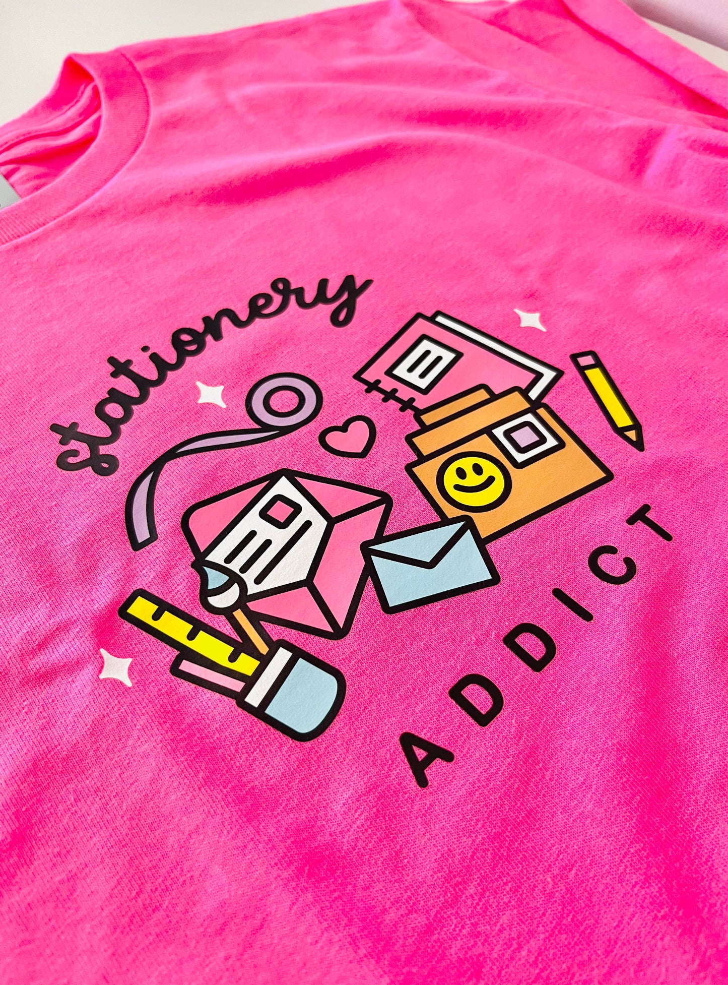 Hot Pink Stationery Addict T-Shirt