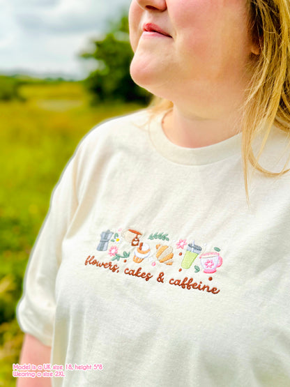 Flowers, Cakes & Caffeine Longline T-Shirt