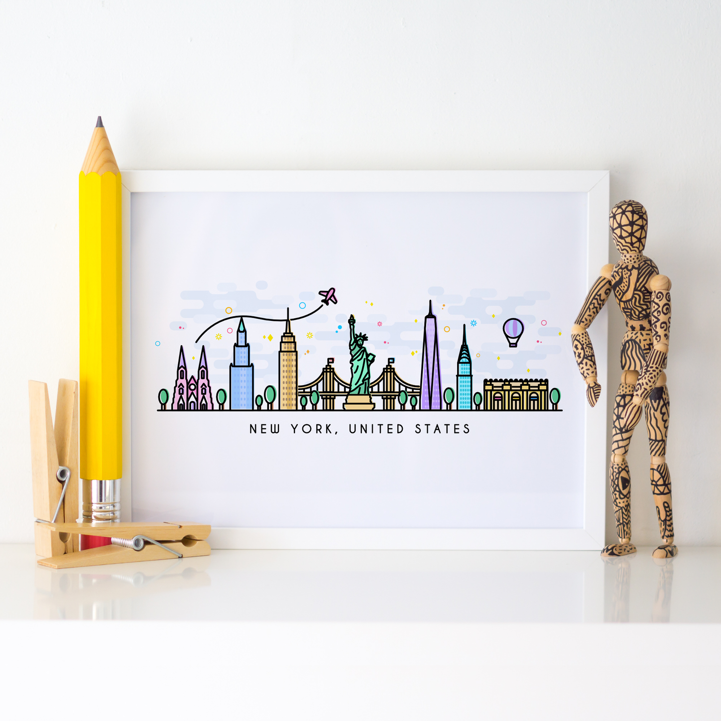 SECONDS New York Skyline Wall Art Print
