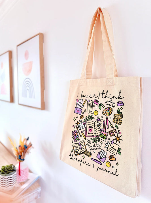 I Overthink therefore I Journal Tote Bag