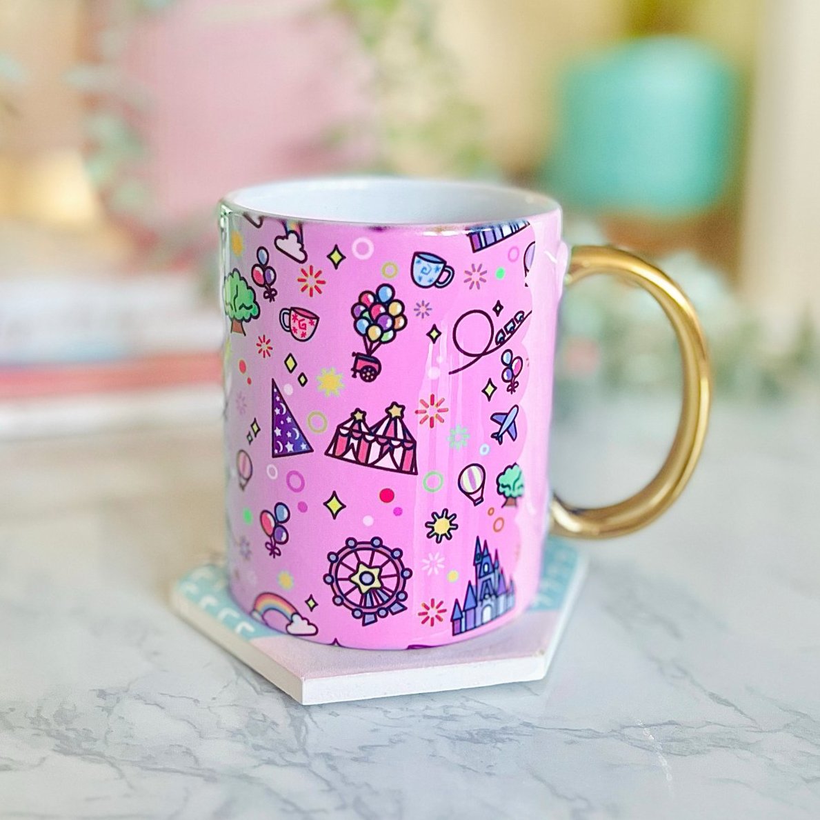 Pink Happy Place Pattern Mug