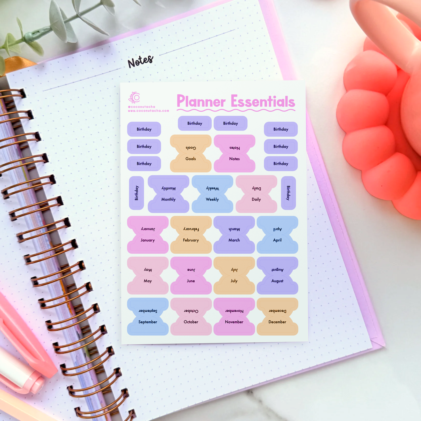 Planner Tabs Sticker Sheet