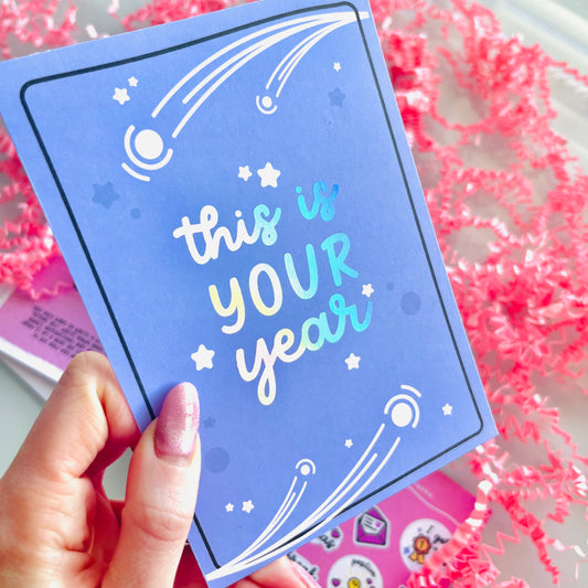 This is Your Year Holographic Foiled Postcard