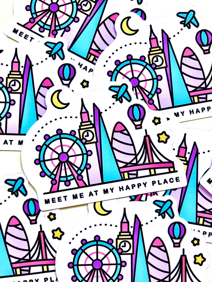 Meet me at my Happy Place London Sticker