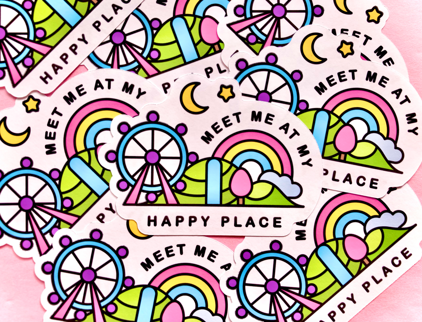 Meet me at my Happy Place Kawaii Sticker