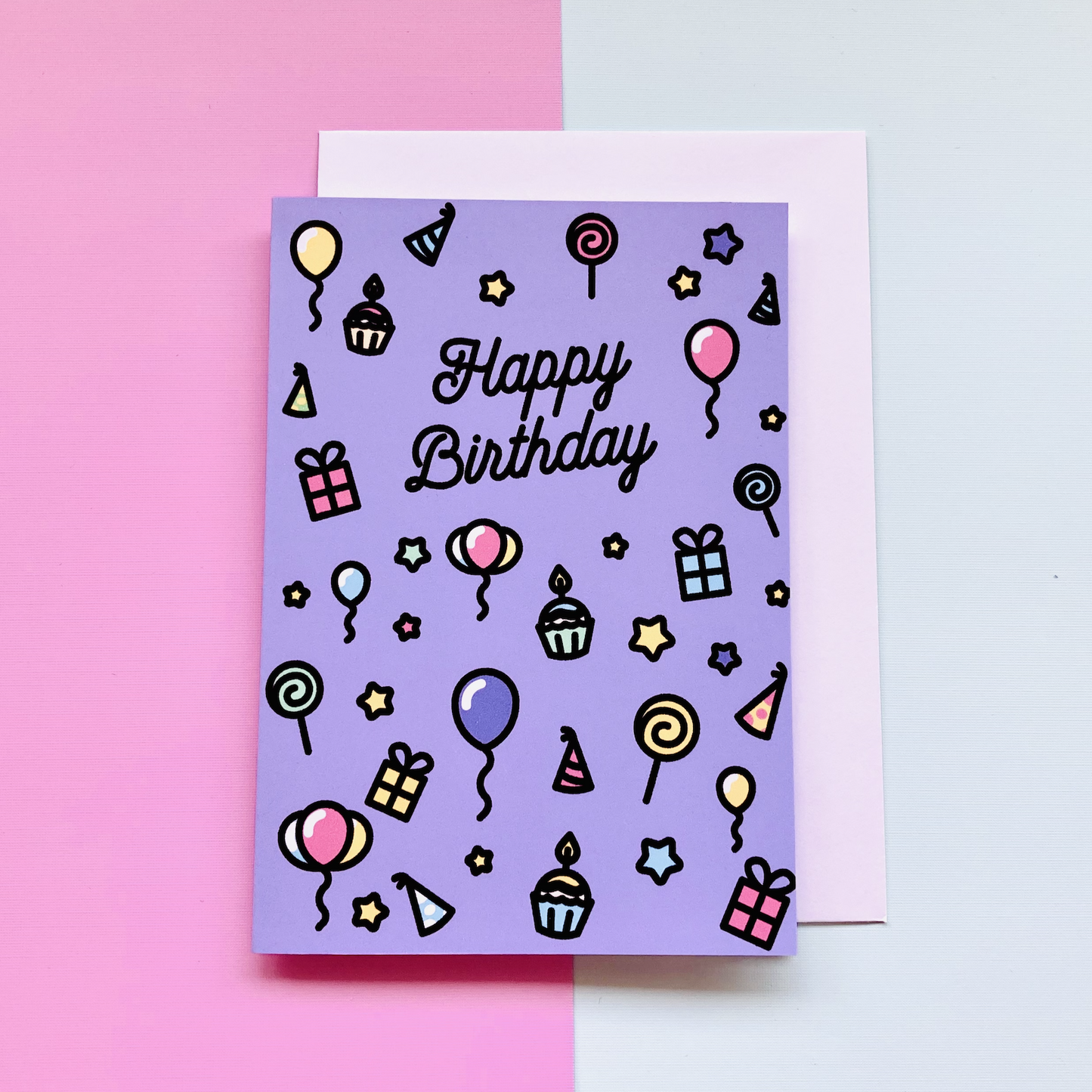 Happy Birthday Icons Greeting Card