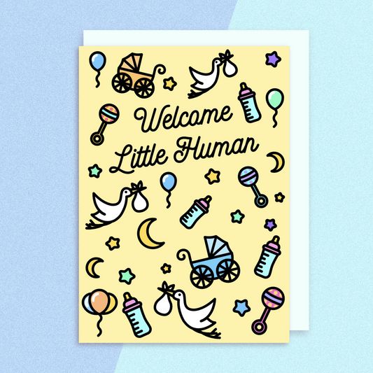 Yellow Little Human Icons Greeting Card