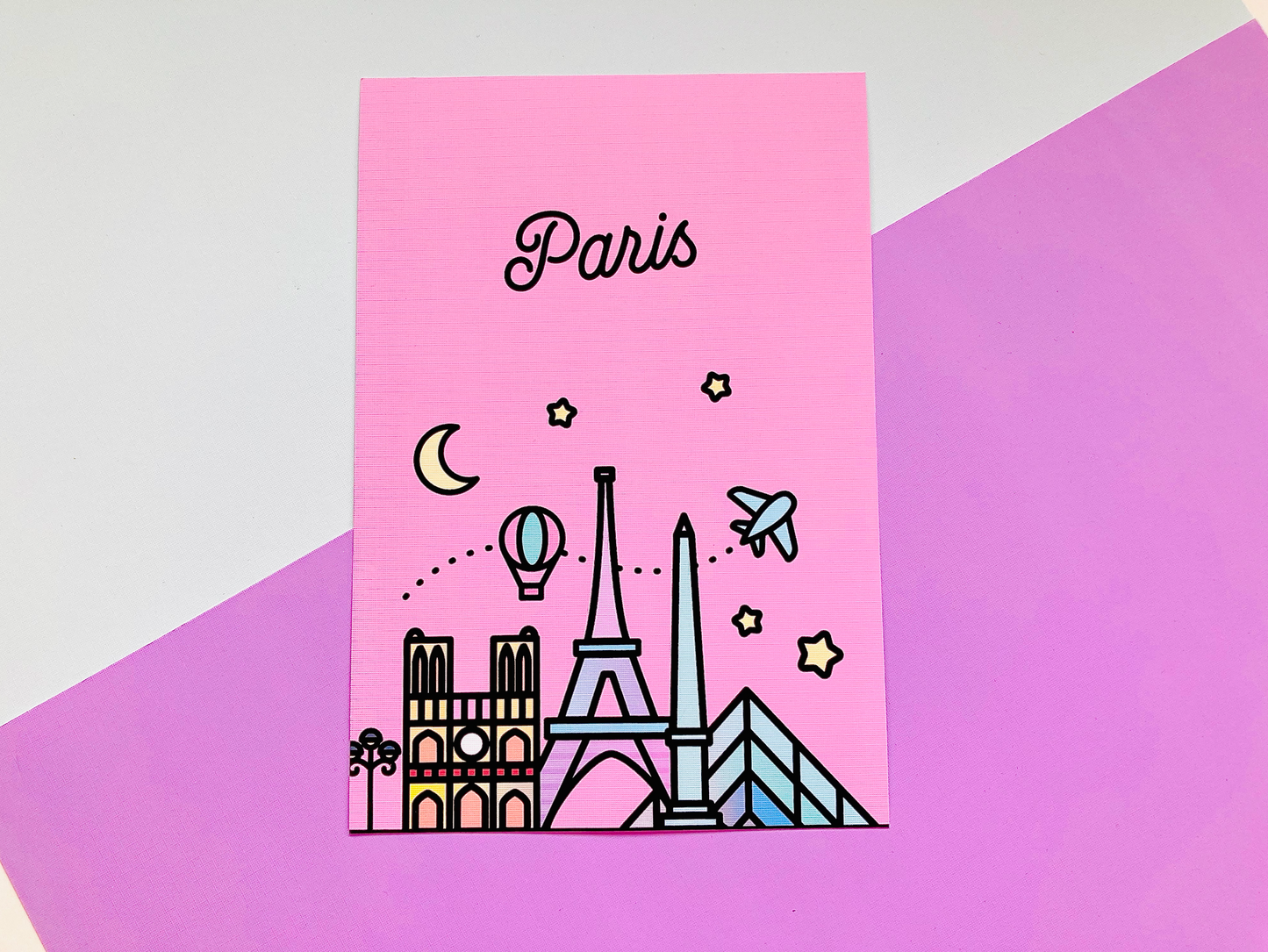 Pink Paris Skyline Art Print