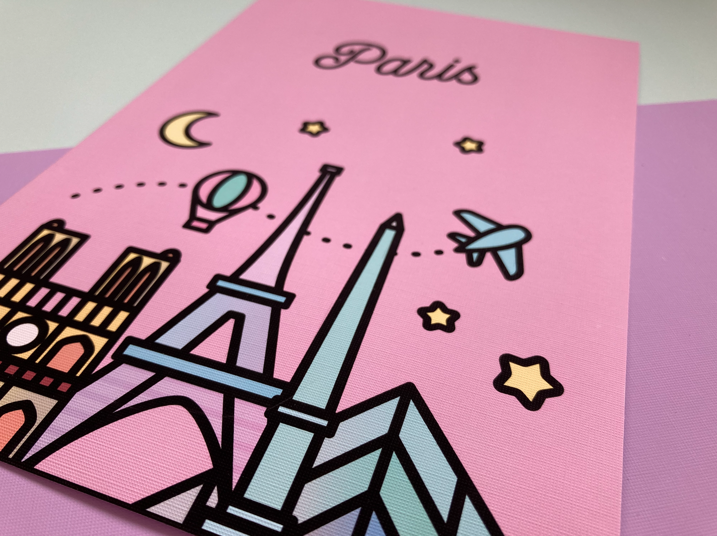 Pink Paris Skyline Art Print