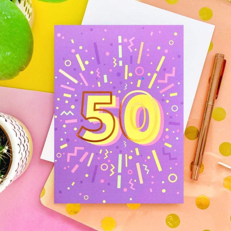 50th Birthday Foil Greeting Card